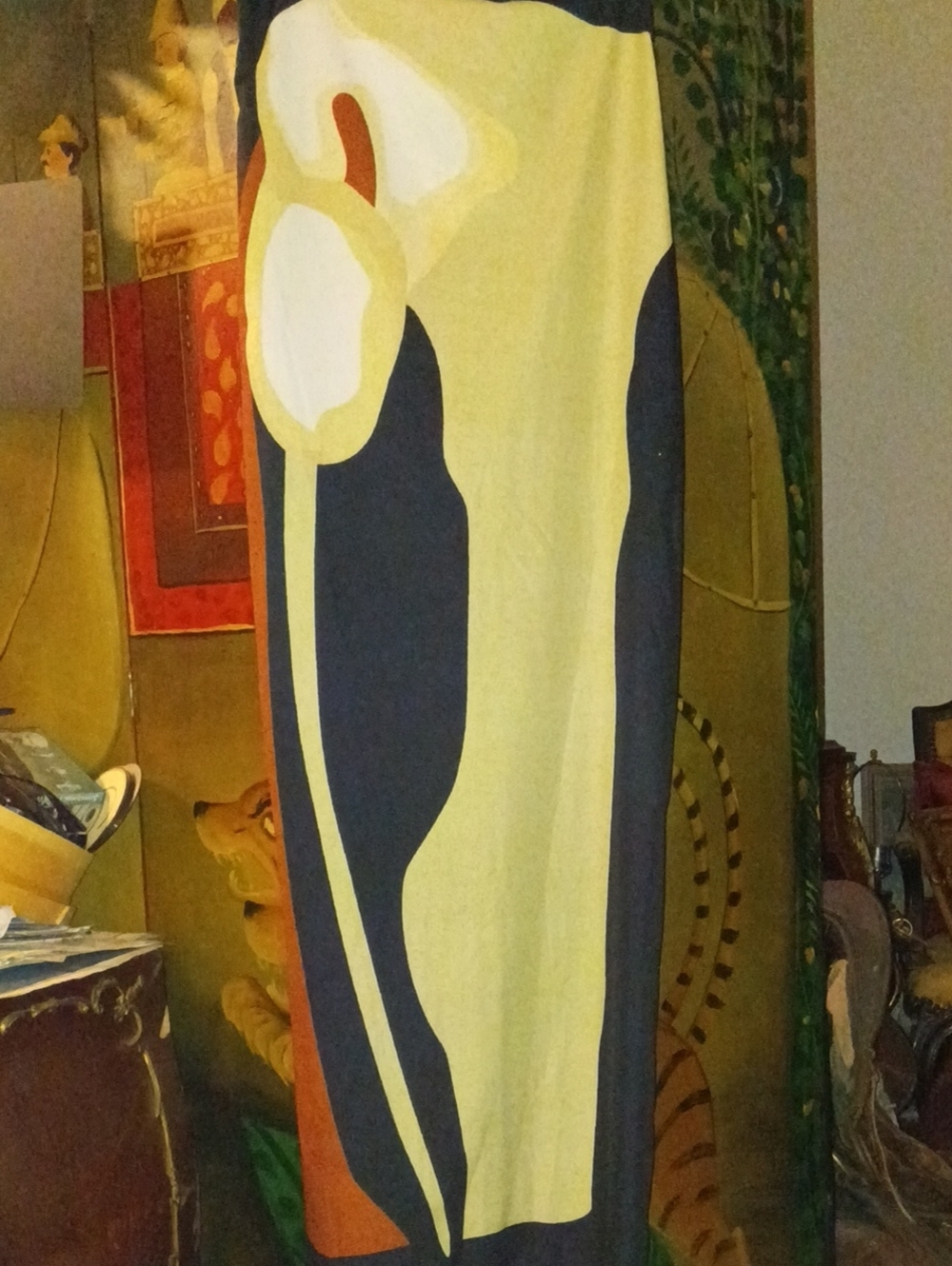 Abstract Colorblock Maxi Dress in Navy and Yellow